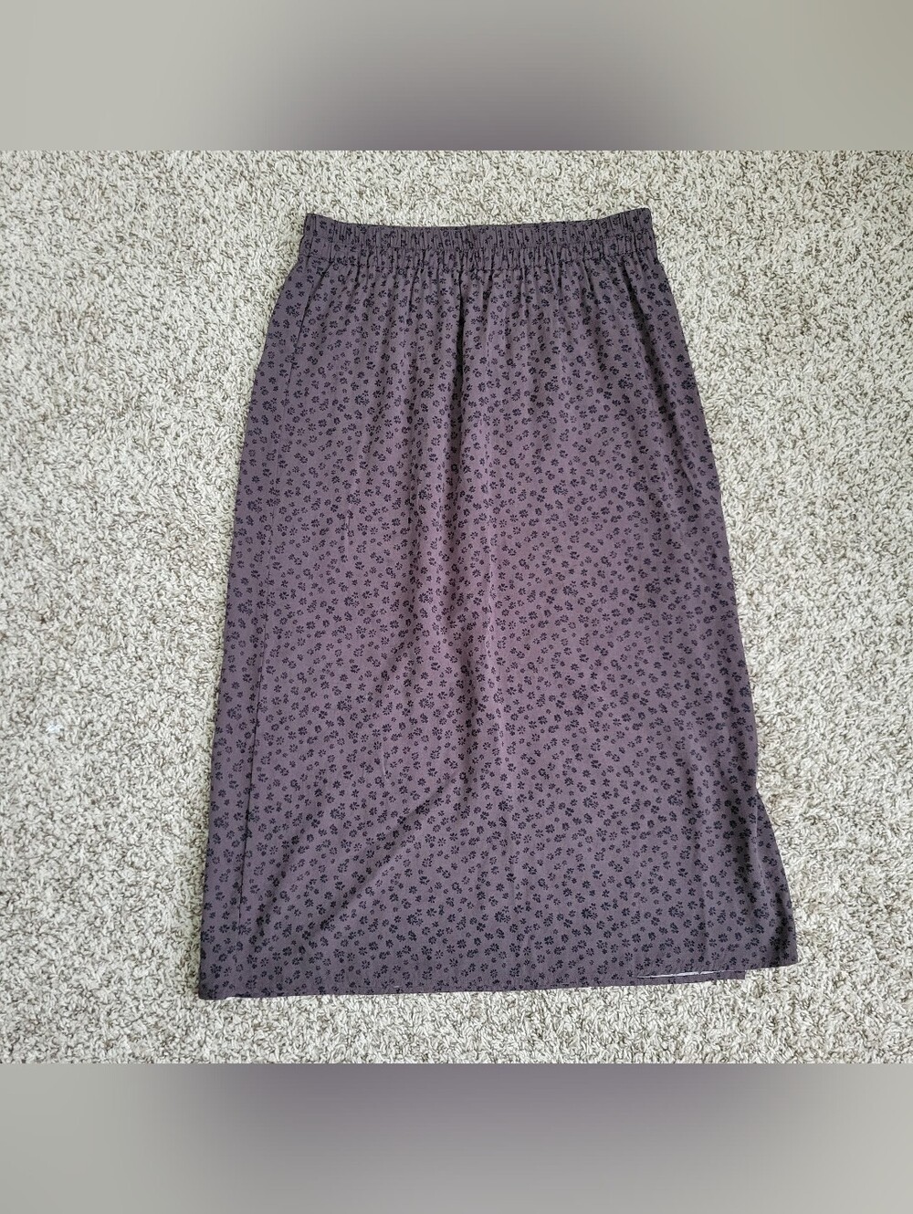 Gap Skirt Midi Slip Ditsy Floral Flower Brown Black Slit 90s Size Small